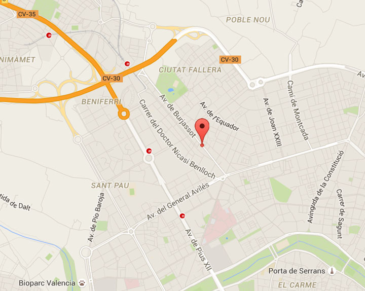 Mapa Manualidad Rosace en Valencia. Avenida Burjassot 167