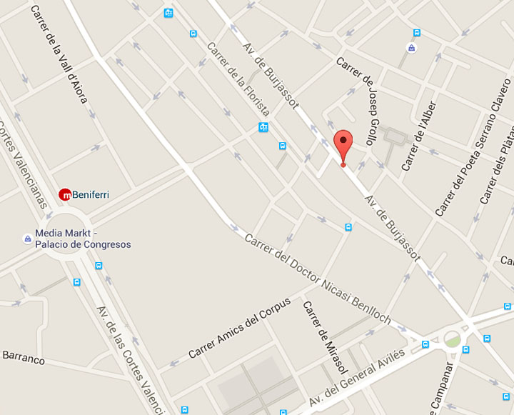 Mapa Manualidad Rosace en Valencia. Avenida Burjassot 167